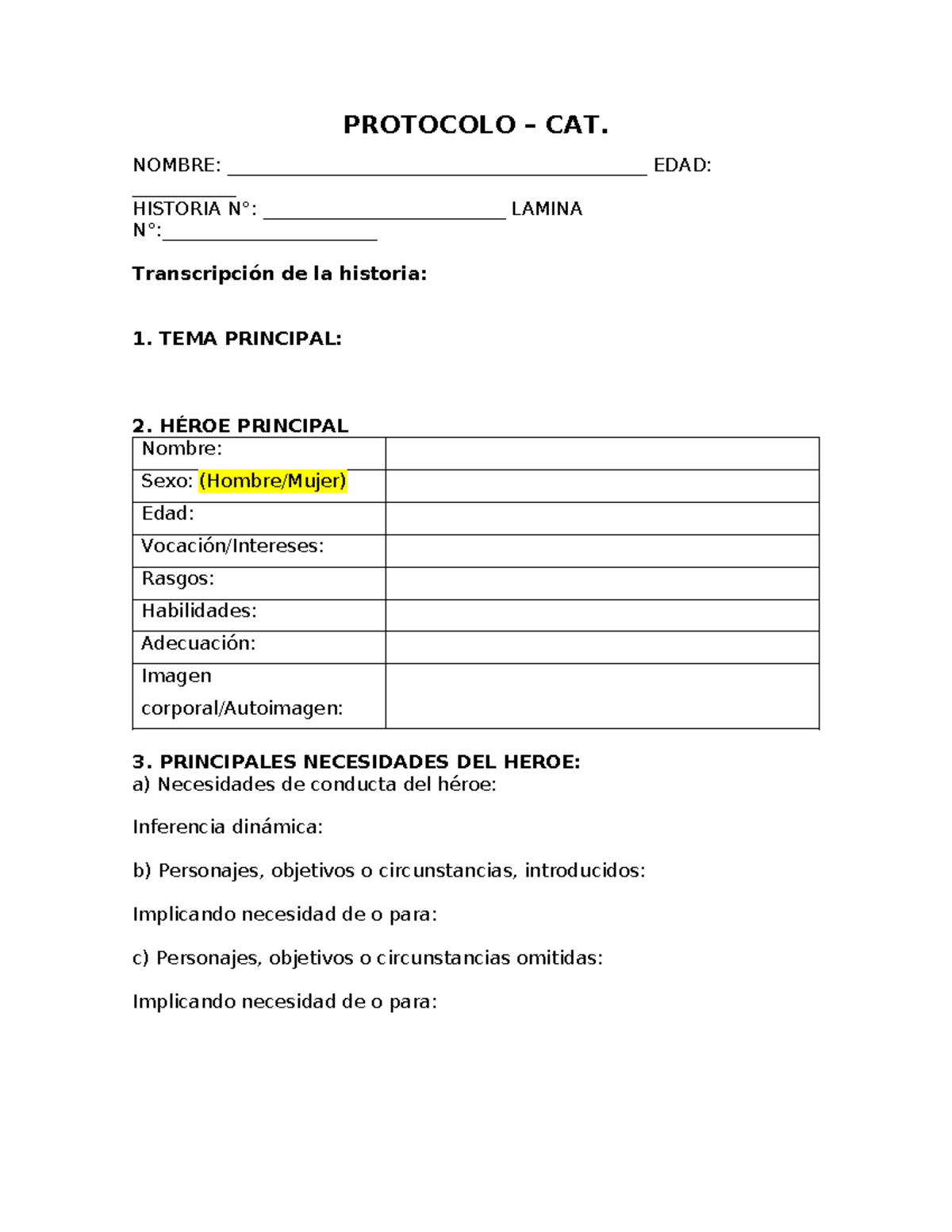 Protocolo CAT - ..... - PROTOCOLO – CAT. NOMBRE