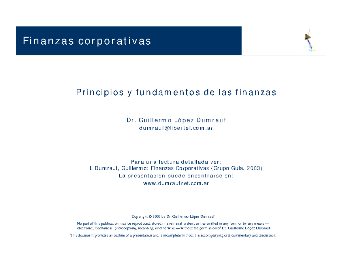 Finanzas Corporativas 01: Principios y Fundamentos Esenciales - Studocu