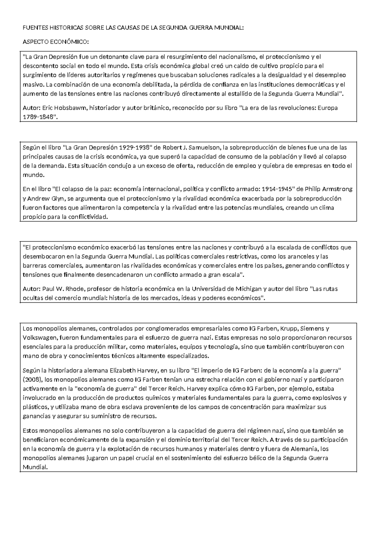 FUENTES HISTÓRICAS SOBRE LAS CAUSAS DE LA SEGUNDA GUERRA MUNDIAL - Document Preview