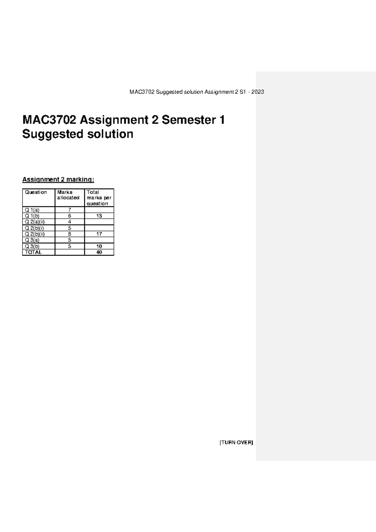 2 MAC3702 Assignment 2 Solutions - Semester 1 2023 - Studocu