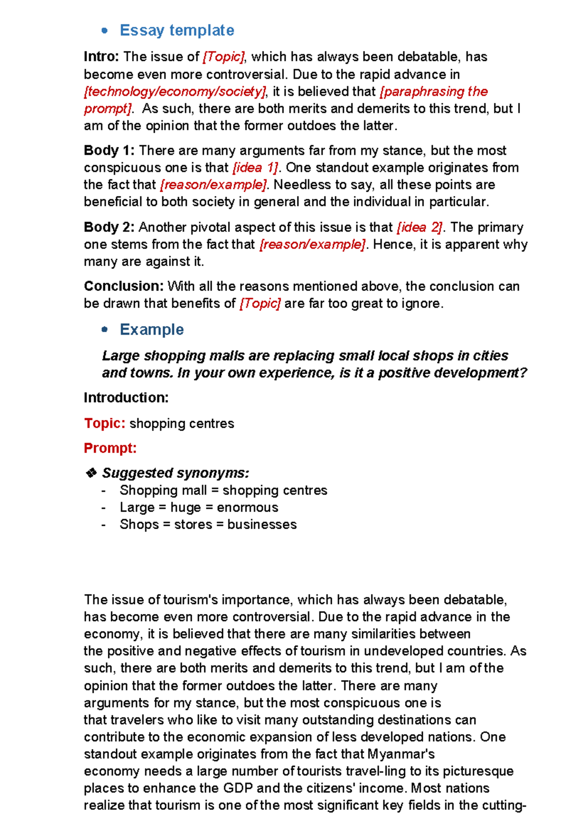PTE- Templates - Essay template Intro: The issue of [Topic], which has ...