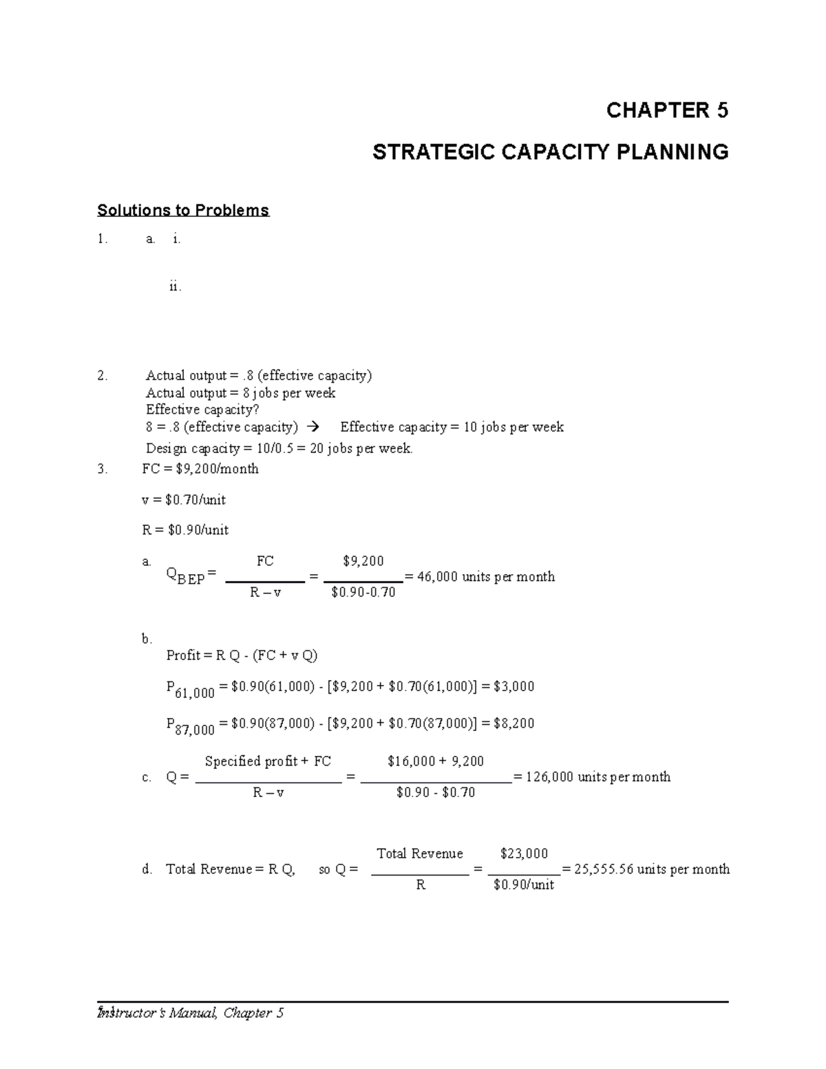 Chapter 5 EOC Solutions: Strategic Capacity Planning Guide - Studocu
