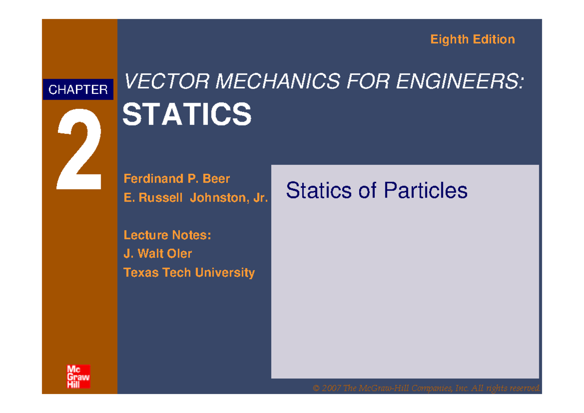 Chapter 2: Statics of Particles - Vector Mechanics for Engineers ...