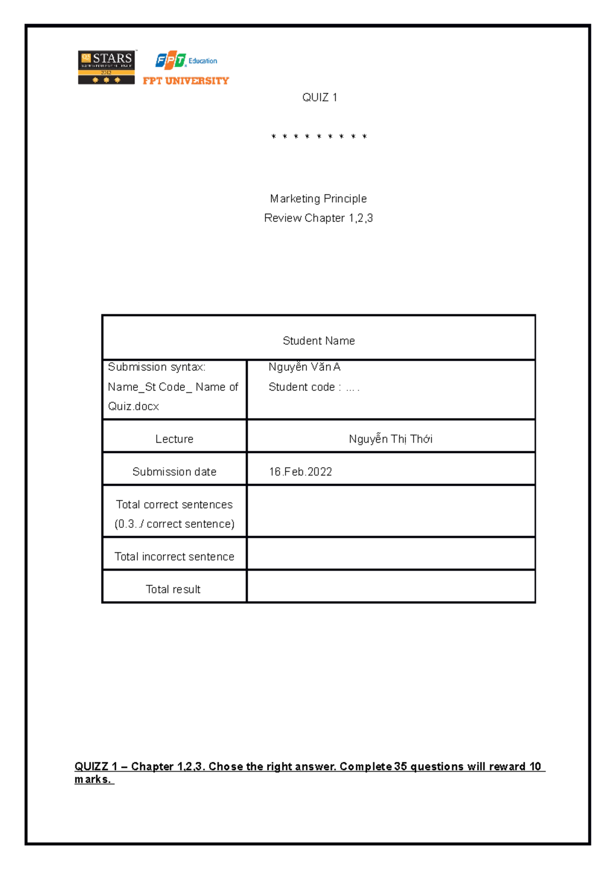 Quiz 1 Practice Questions - Marketing Principles (Ch. 1-3) - Studocu