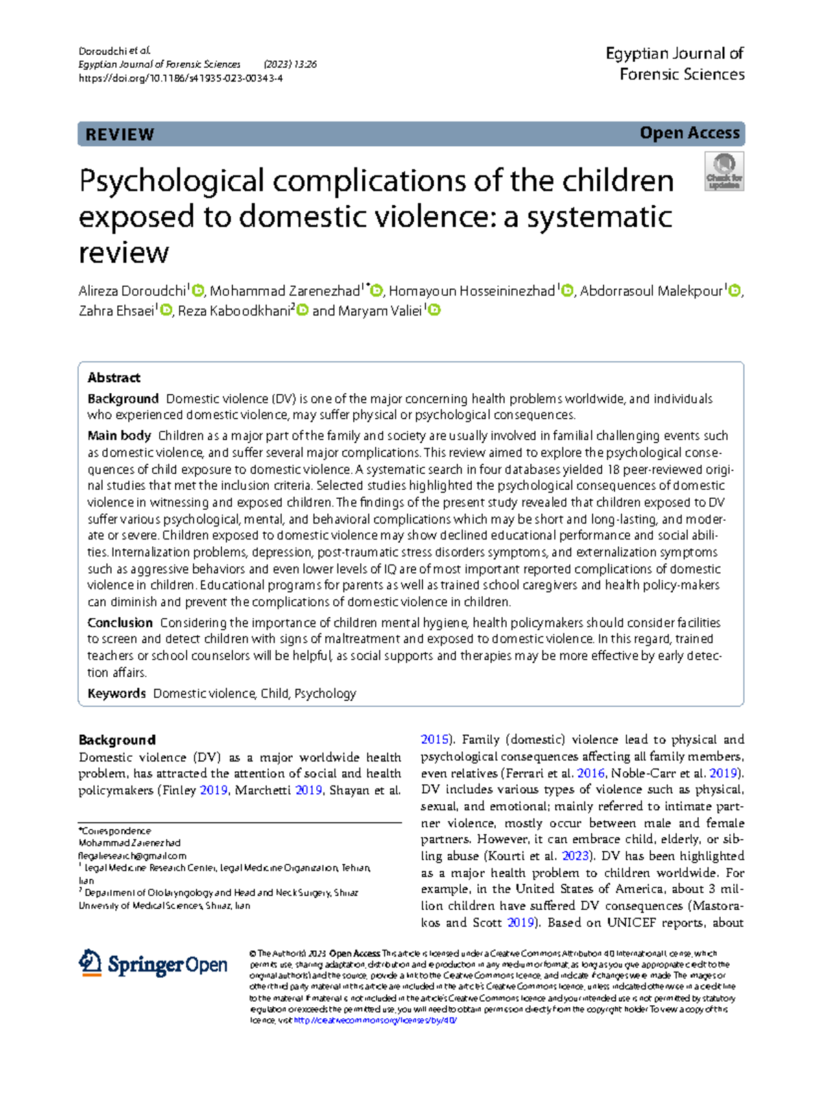 Psychological Effects of Domestic Violence on Children: A Systematic ...