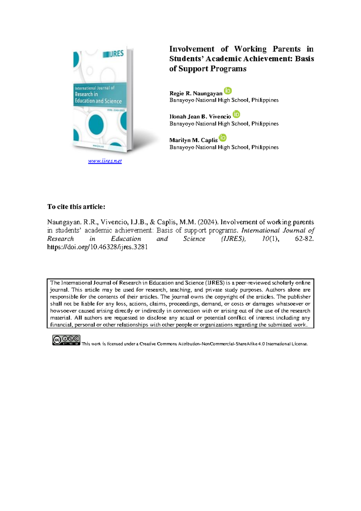 3281 7775 2 PB - The Role of Working Parents in Students' Academic ...
