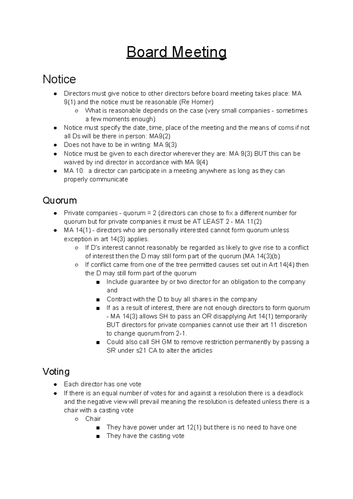 Final Company Procedure - Board Meeting Notice Directors must give ...