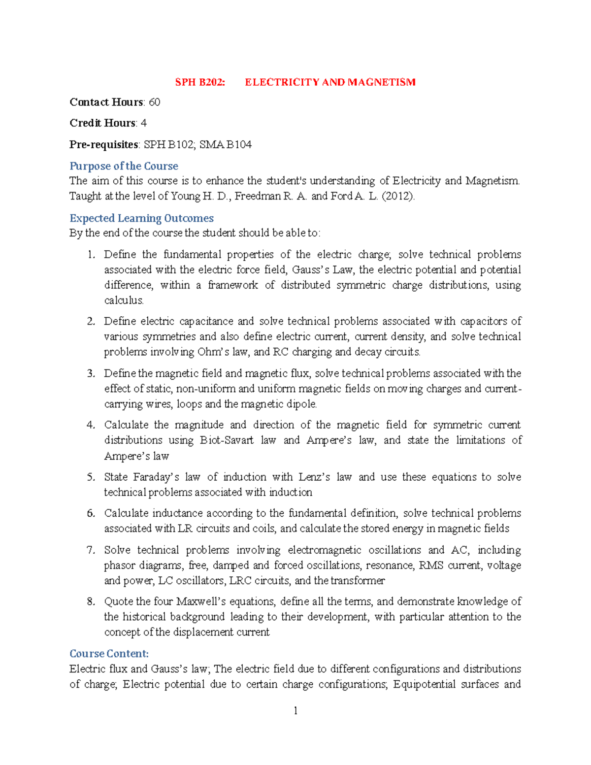 SPH B202: Final Exam Study Guide for Electricity and Magnetism - Studocu