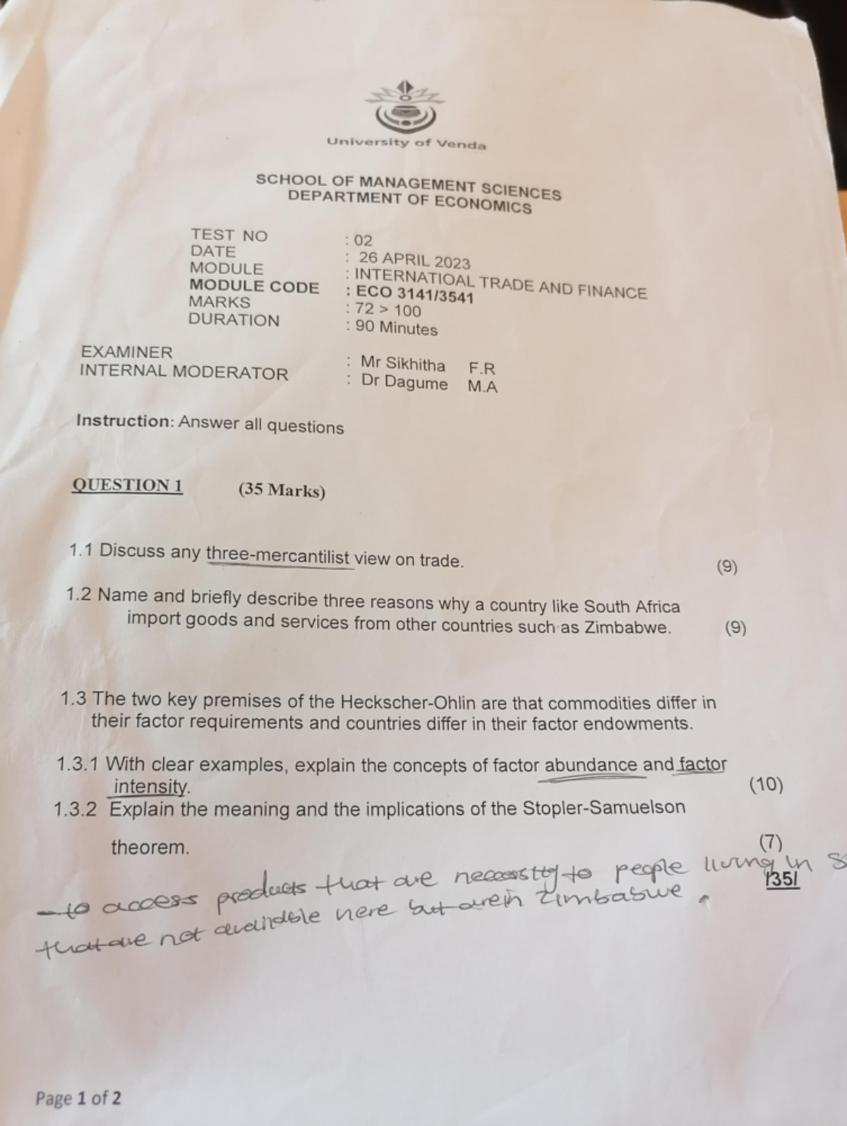 Eco Test 1 - Scan Notes (Mar 19, 2024) - Studocu