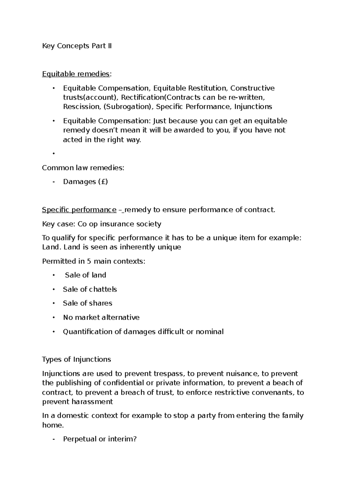 Key Concepts Part II - Lecture Notes on Equity & Trusts - Studocu