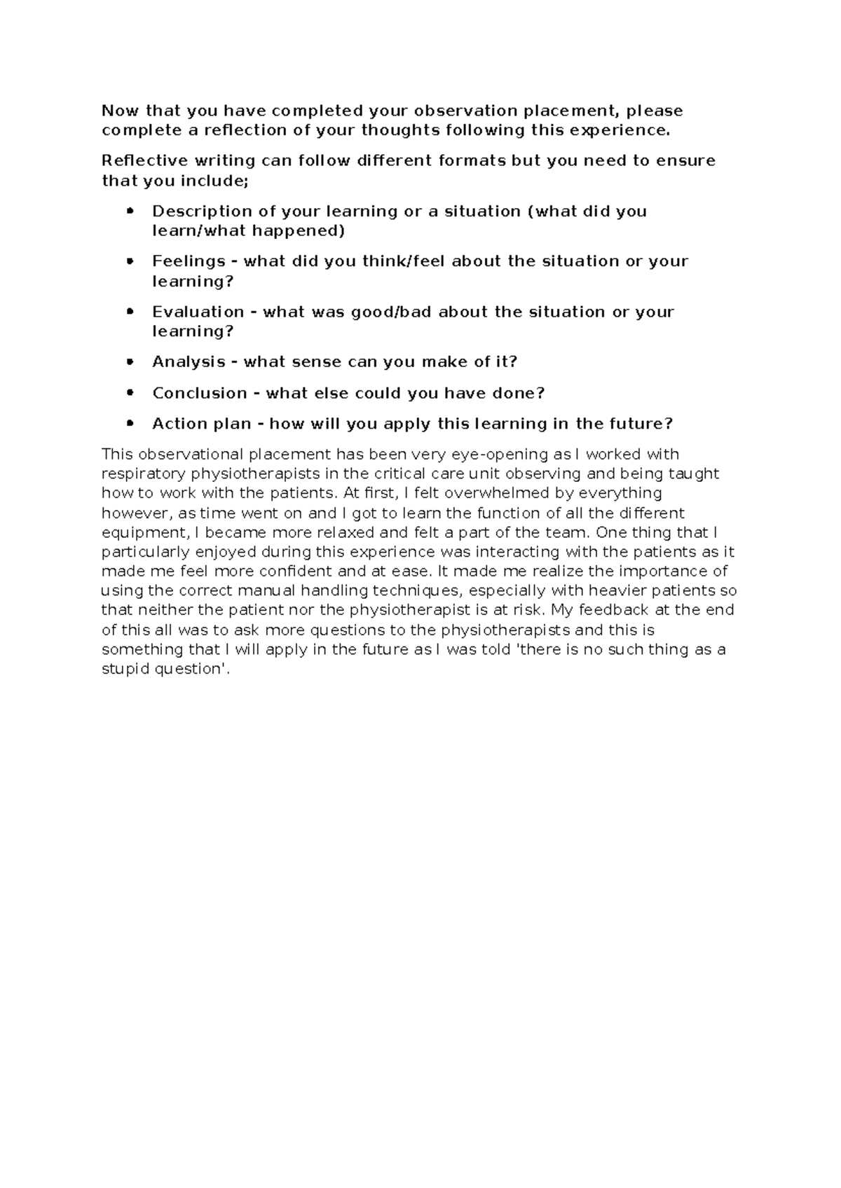 Reflections on Observational Placement in Physiotherapy: Insights ...