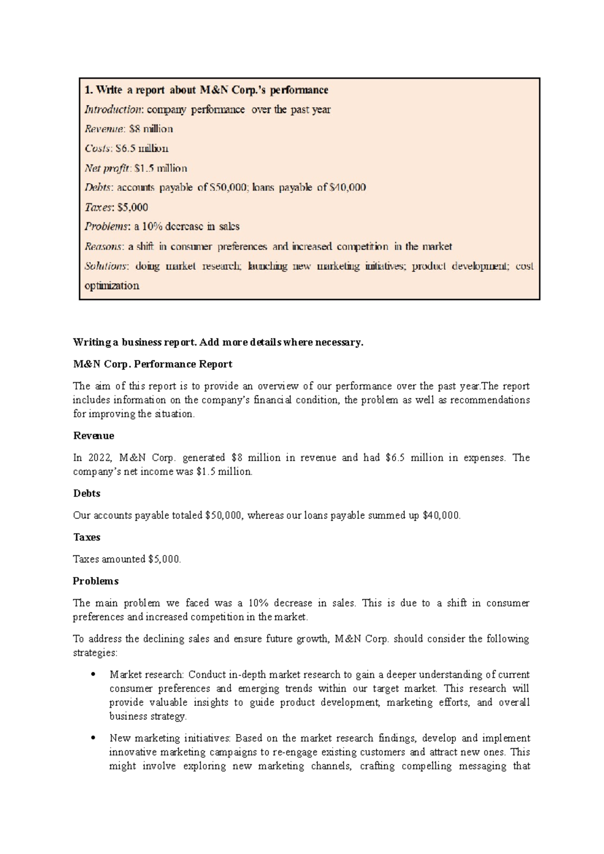 Writing COB 2 - cob2cob2 - Writing a business report. Add more details ...