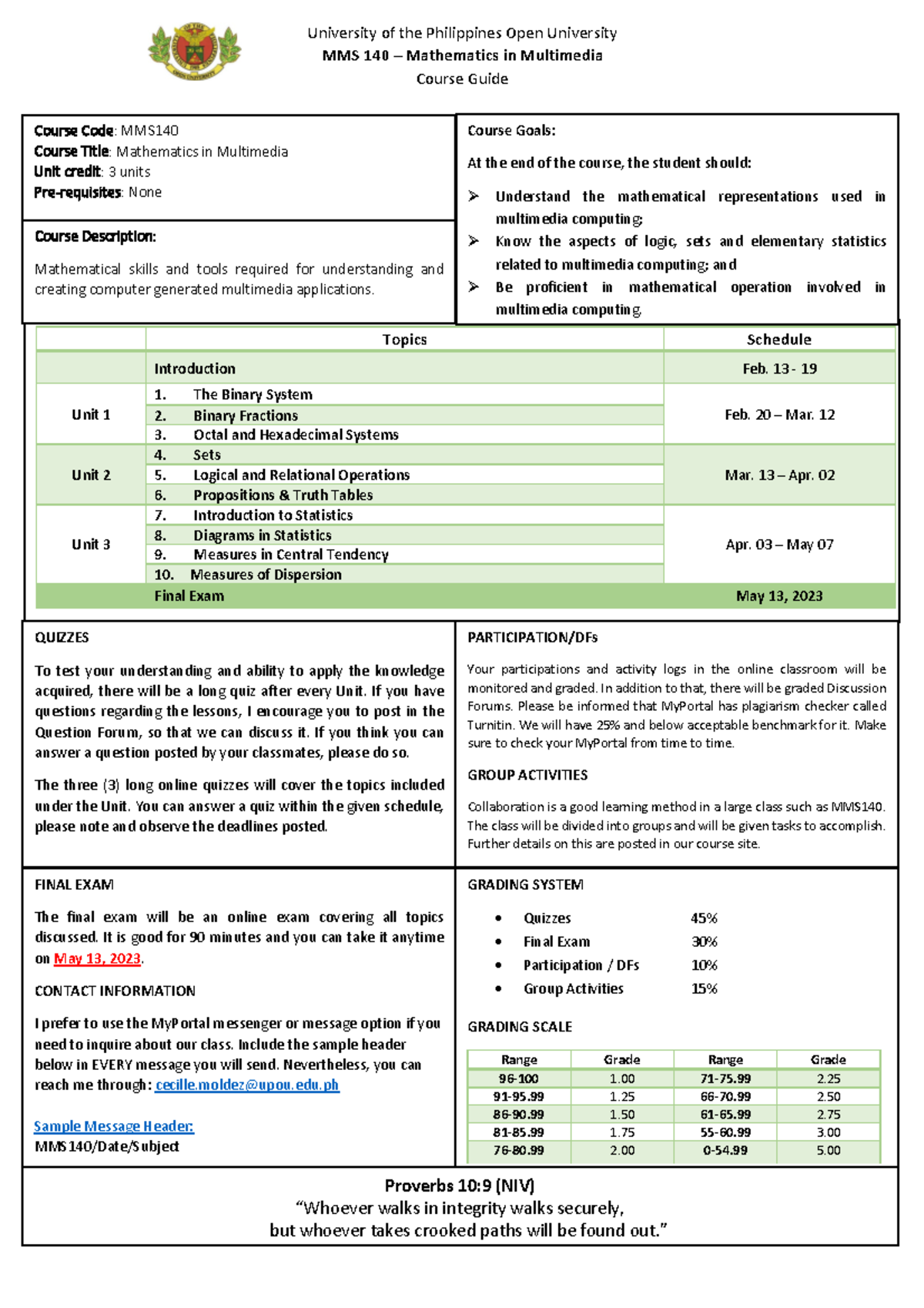 Course Guide MMS140: Mathematics in Multimedia Schedule & Details - Studocu