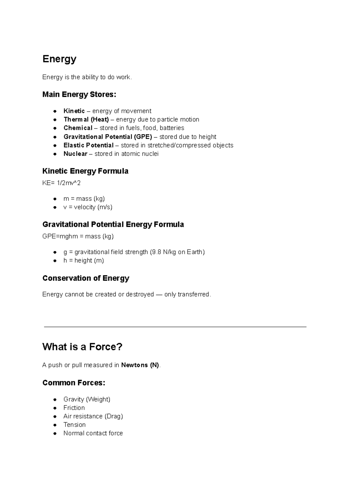 Phys10 - Key Concepts in Year 10 Physics: Energy & Forces - Studocu