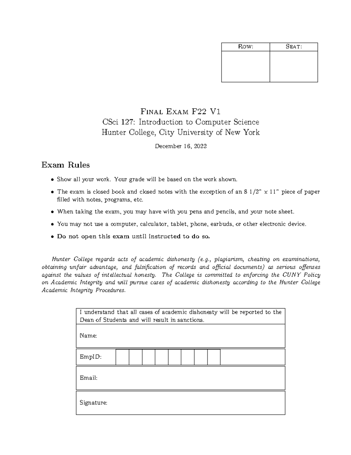 CS127 F22 - Practice Final Exam Study Guide - Studocu
