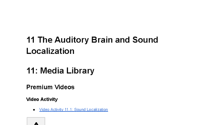 Chapter 11: The Auditory Brain and Sound Localization (S&P) - Studocu