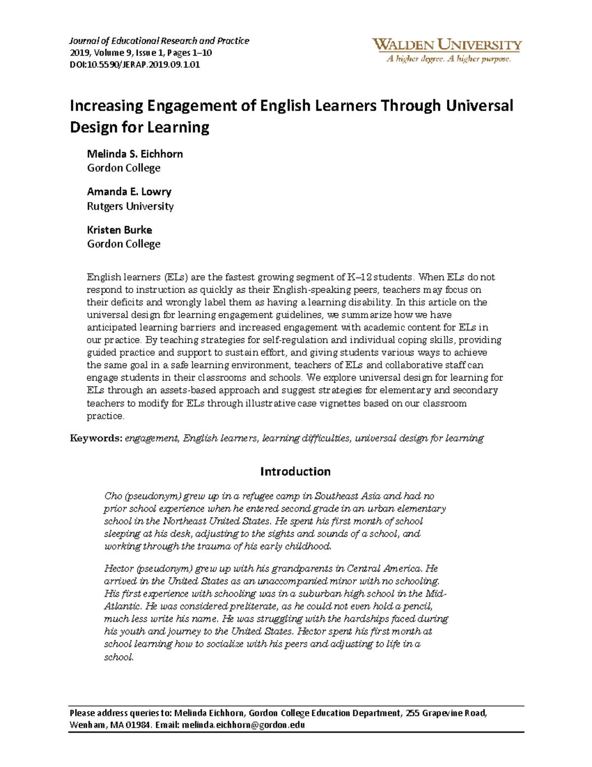 Increasing Engagement of English Learners Through UDL Strategies (EDU ...