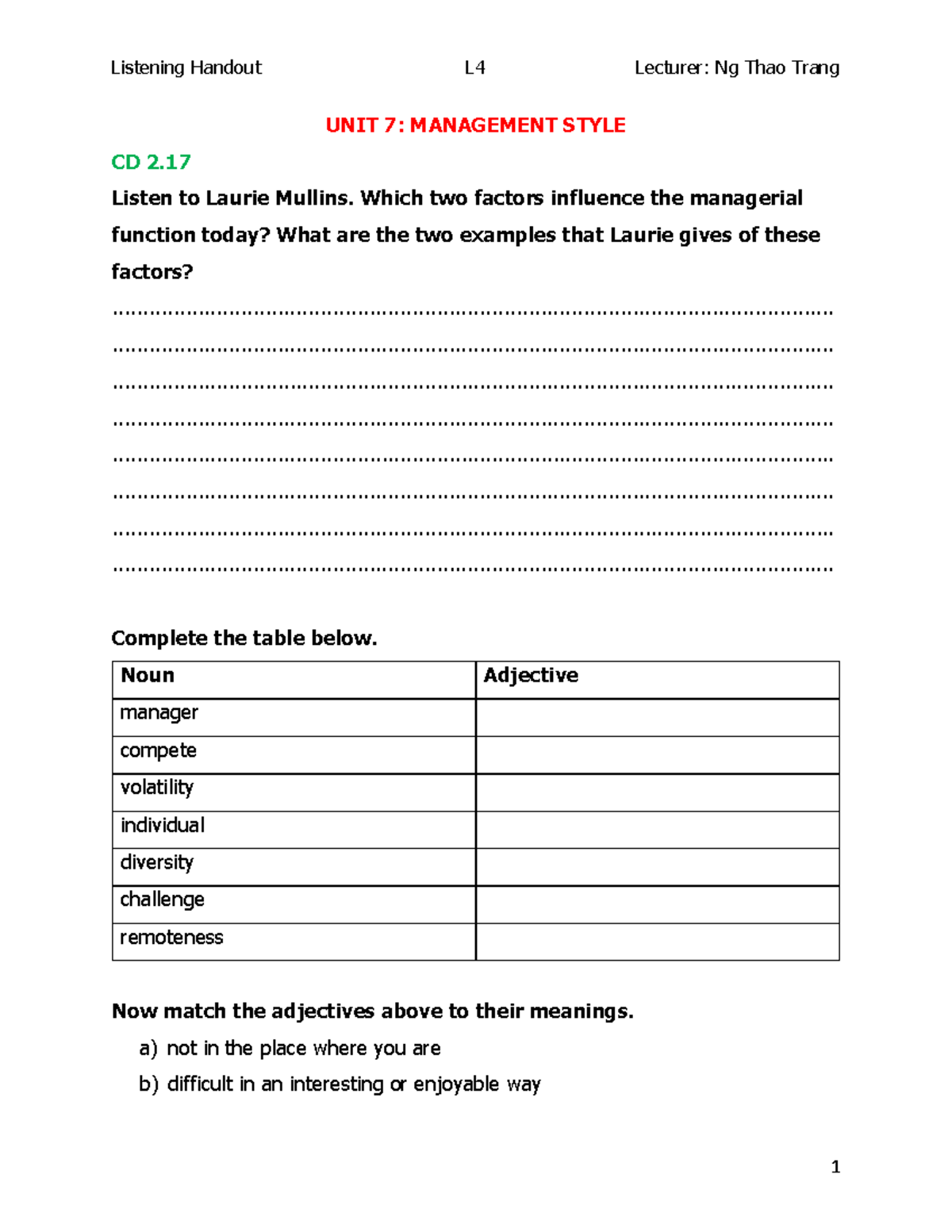L4 Management Style Insights - Unit 7 & 8 Notes - Studocu