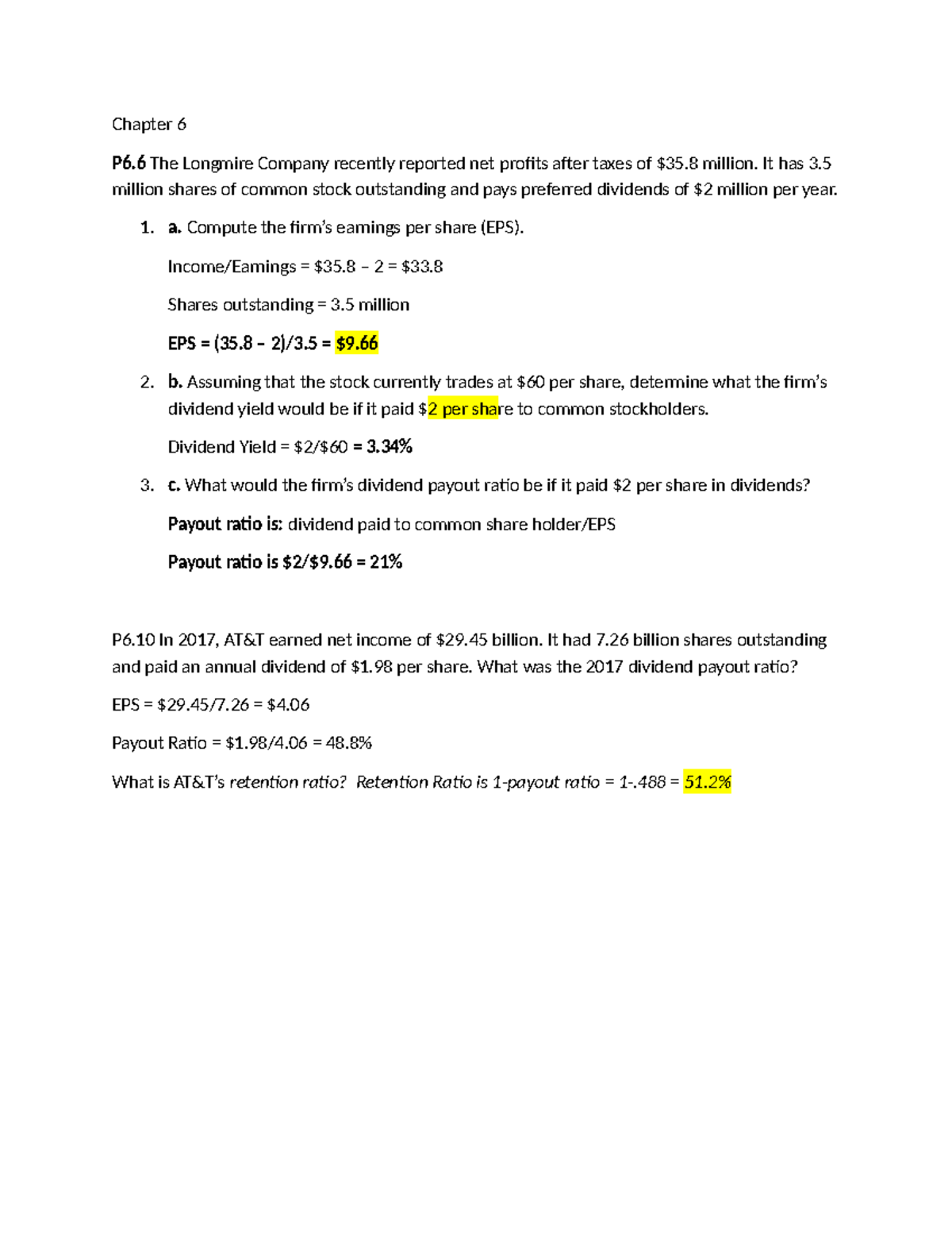 Chapter 6, 7, 8 - In-Class Activities and EPS Calculations - Studocu