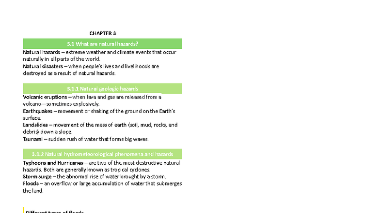 ELS - Lesson 3: Understanding Natural Hazards and Disasters - Studocu