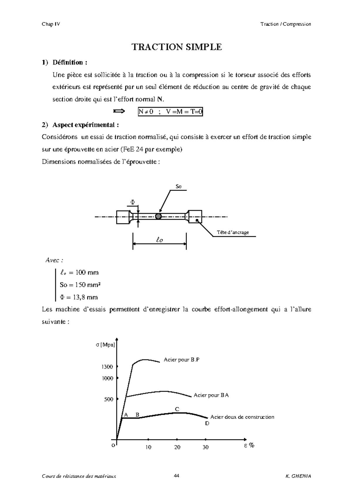 Chapitre 4 La Traction et Compression en Mécanique des Matériaux — free download