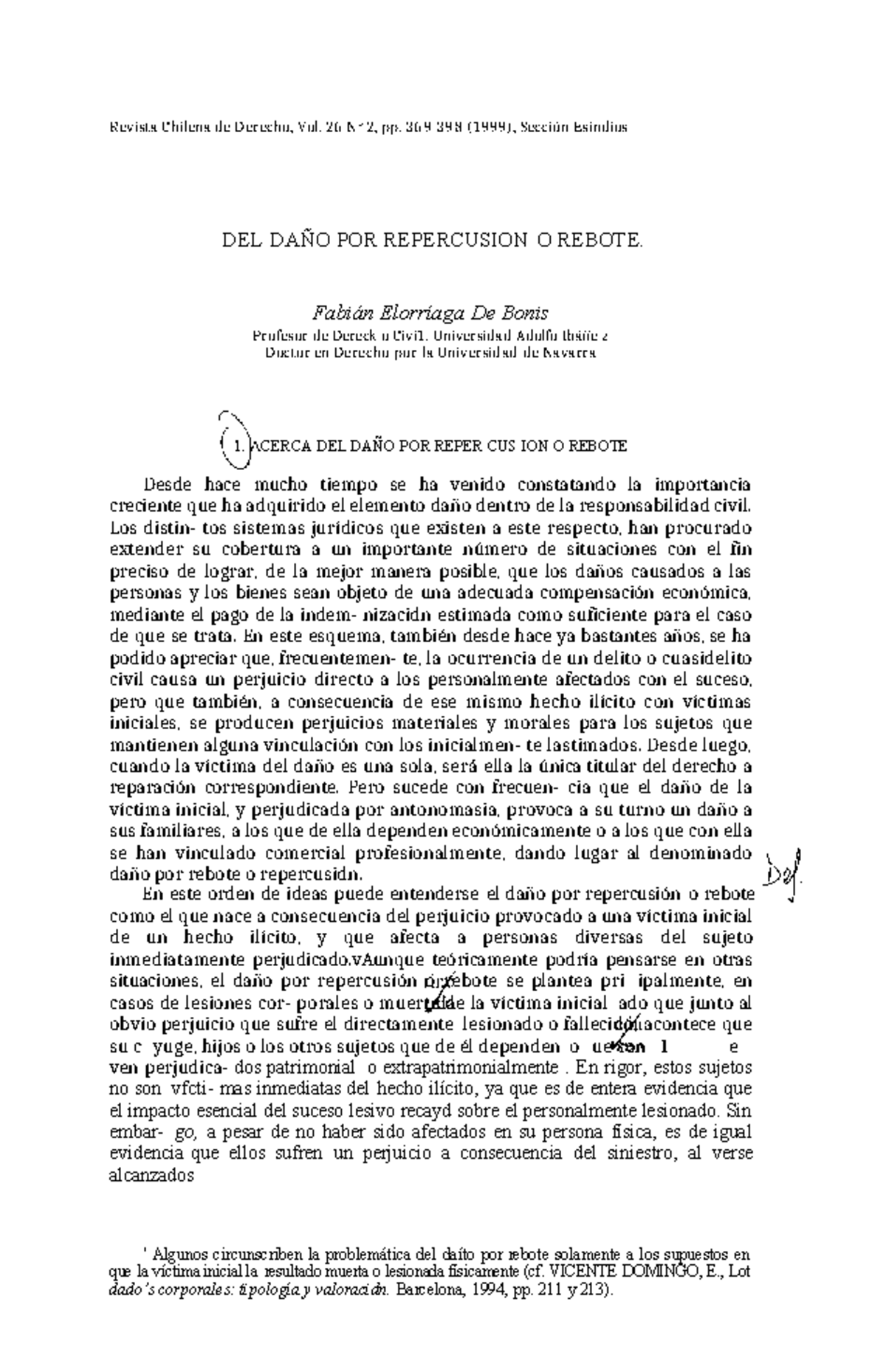 Elorríaga De Bonis - Daño por Repercusión o Rebote en Responsabilidad ...