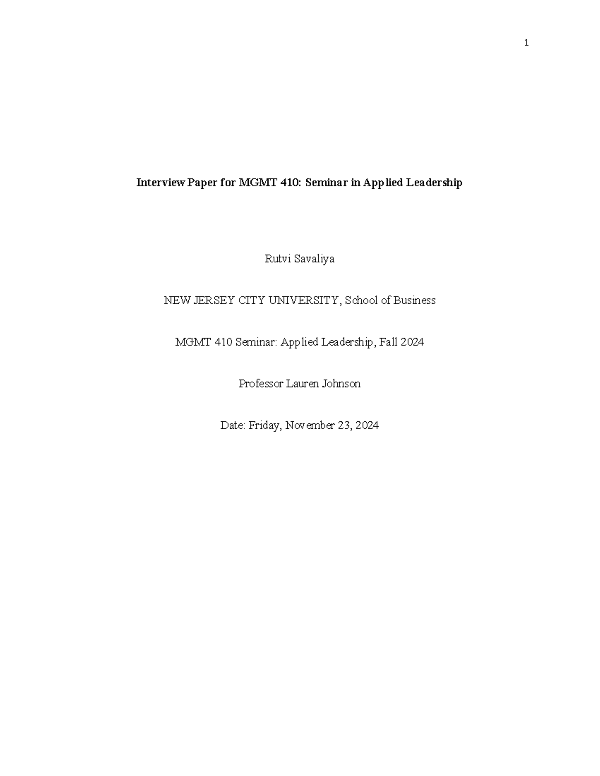 Interview Paper- Insights into Leadership from a Technology Executive ...