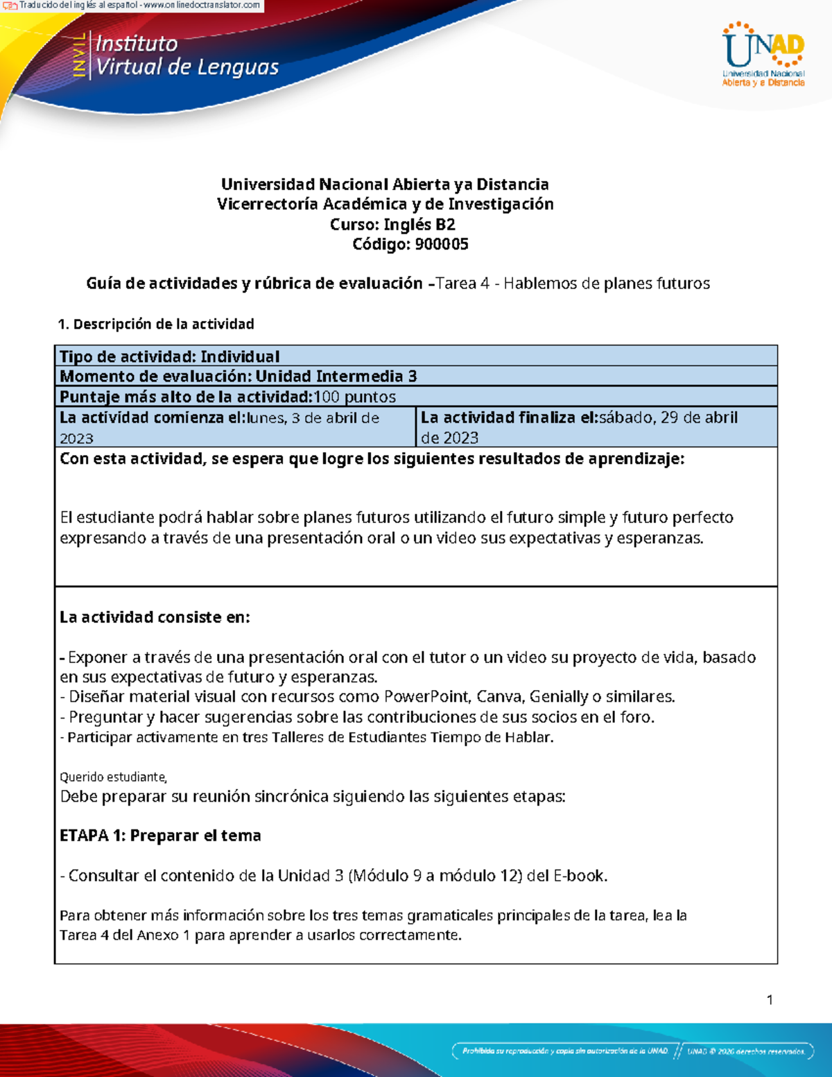 Activity guide and evaluation rubric - Unit 3 - Task 4 - Let us talk ...