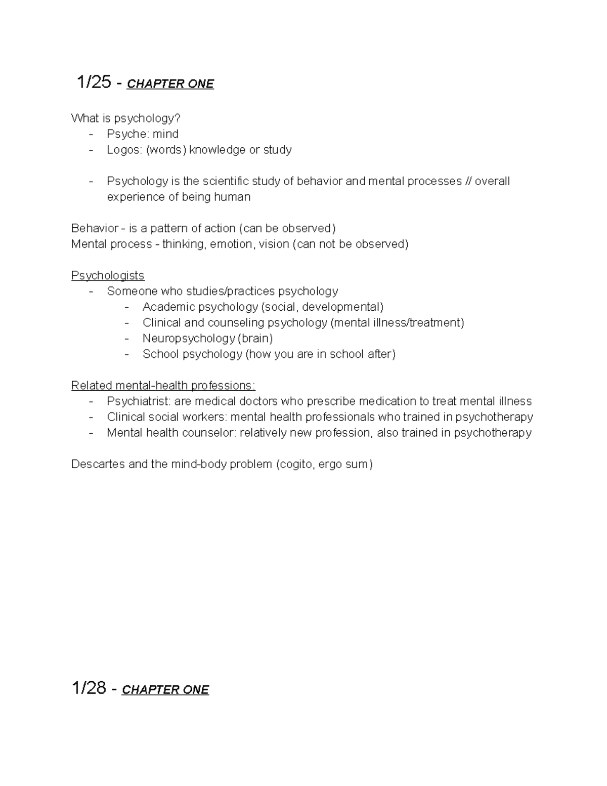 Psych 101 Lecture Notes: Key Concepts in Psychology and Behavior - Studocu