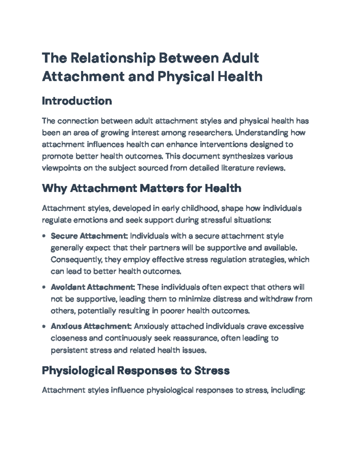 The Impact of Adult Attachment Styles on Physical Health Outcomes - The ...