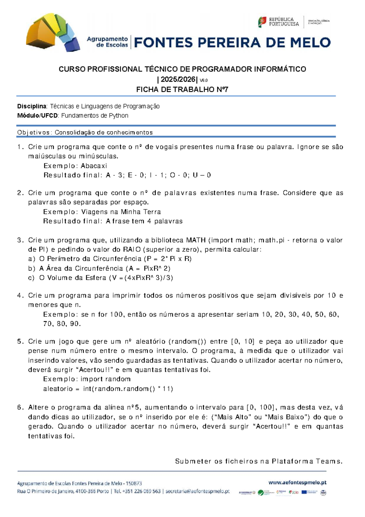 Técnicas e Linguagens de Programação - Tarefa 7: Fundamentos de Python ...