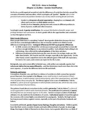 Chapter 4 Outline 20 - SOC 2113 – Introduction to Sociology Chapter 4 ...