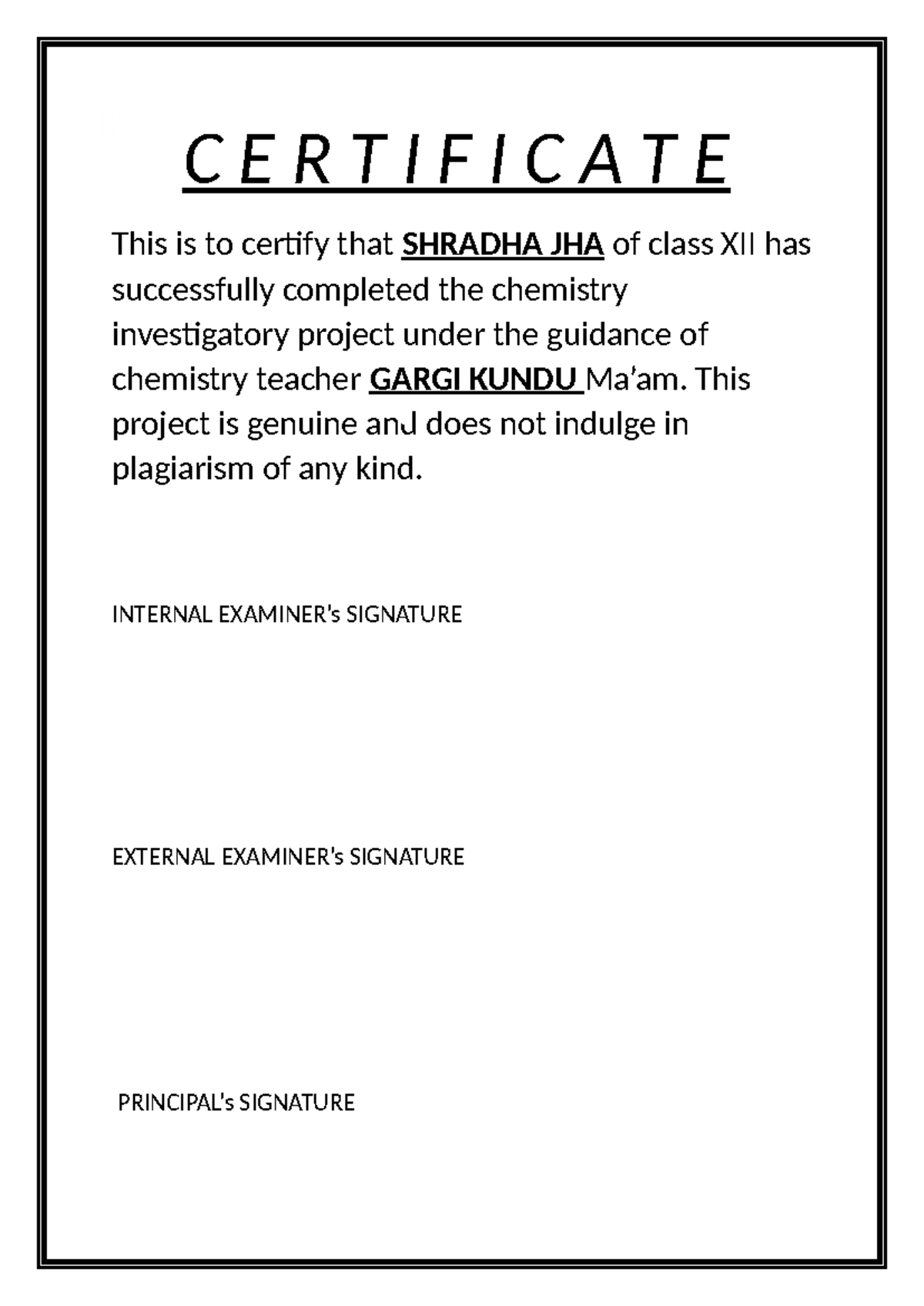 Chemistry Project on Food Adulteration - Class XII Investigatory Study ...