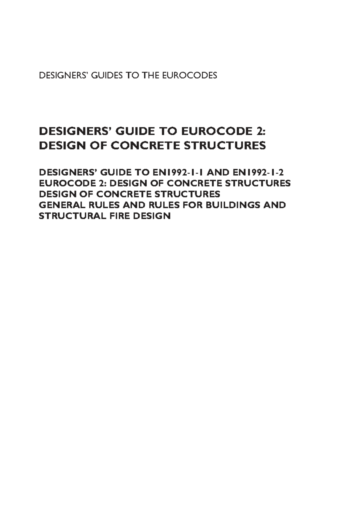 Designer's Guide to Eurocode 2: Concrete Structures Overview - Studocu