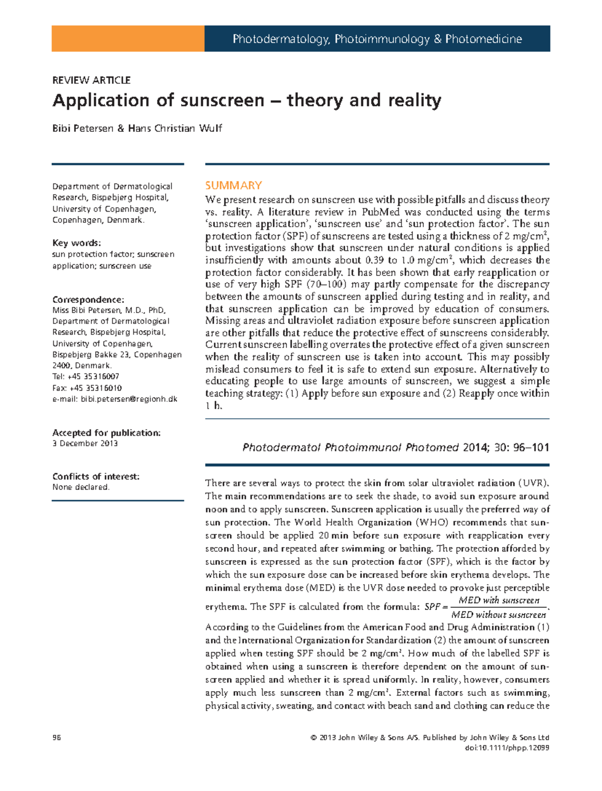 Application of Sunscreen: Theory and Real-World Practices - Studocu