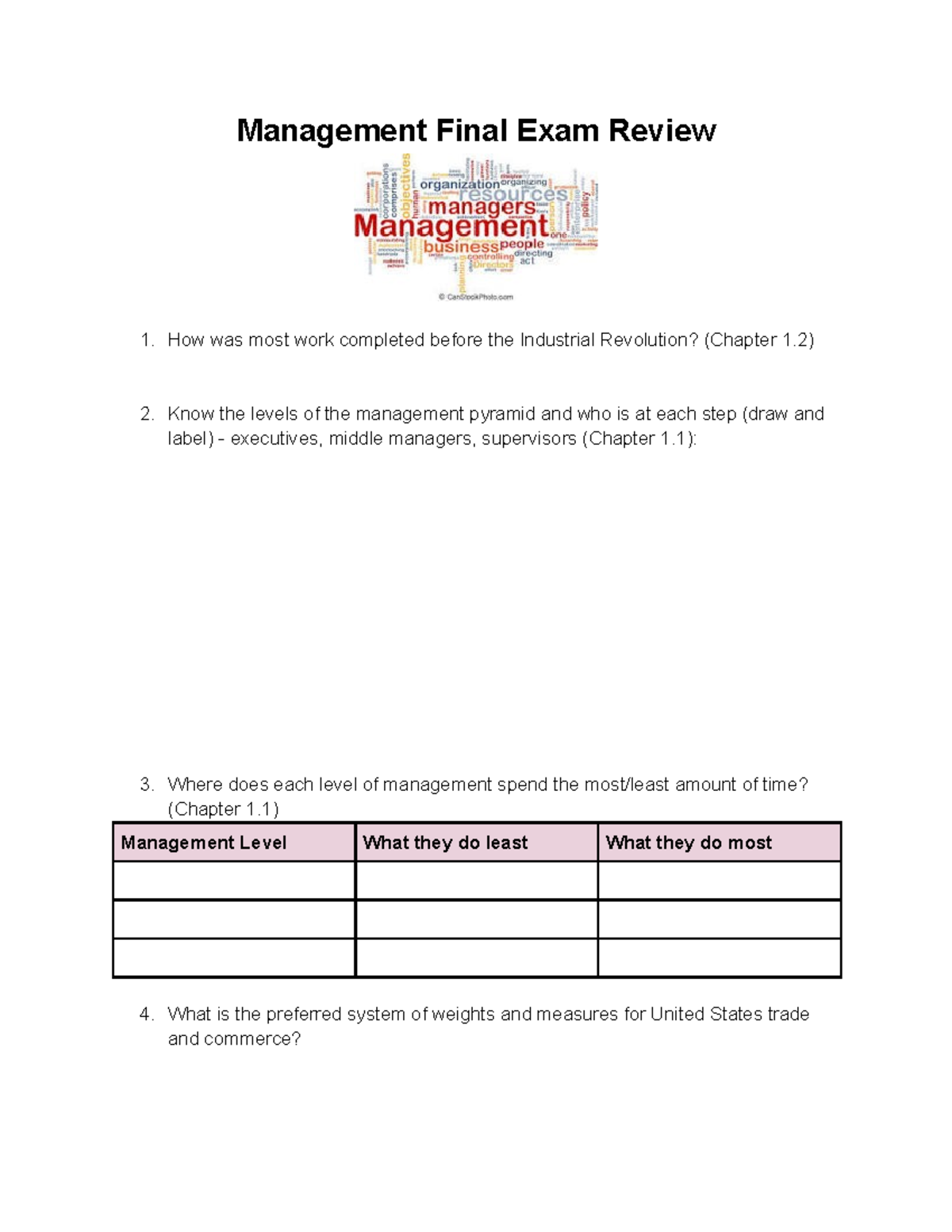 Management 101 Final Exam Review: Key Concepts & Leadership Types - Studocu