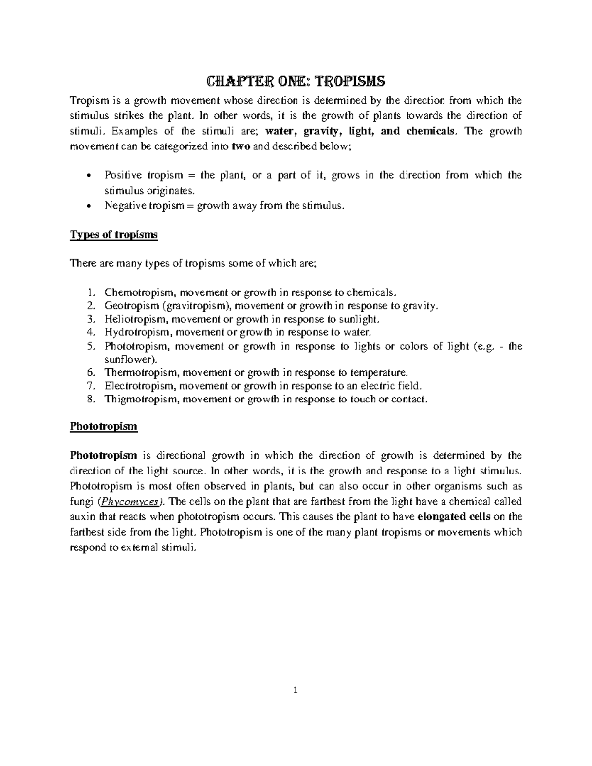 BIO FORM 4 Notes: Exploring Tropisms, Respiration & Excretion - Studocu