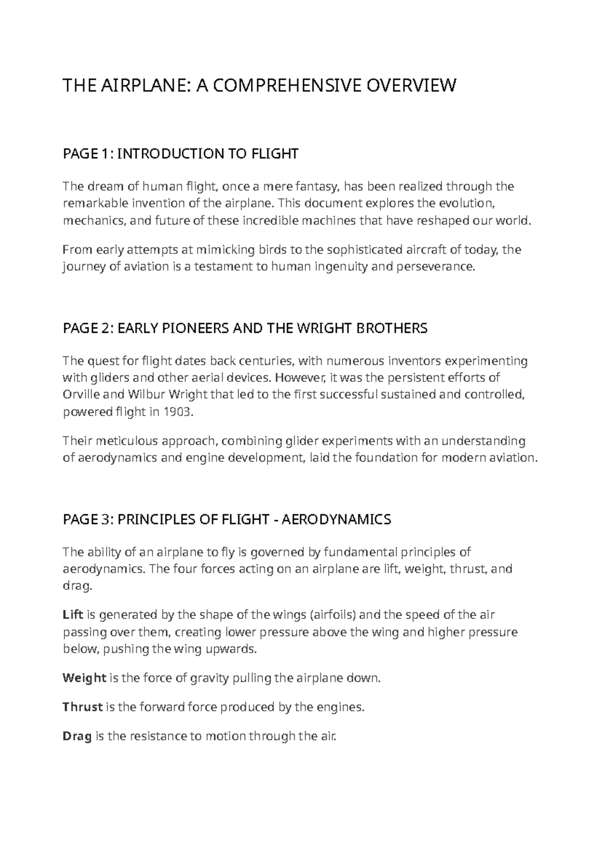 All About Airplanes: A Comprehensive Overview of Flight - Studocu