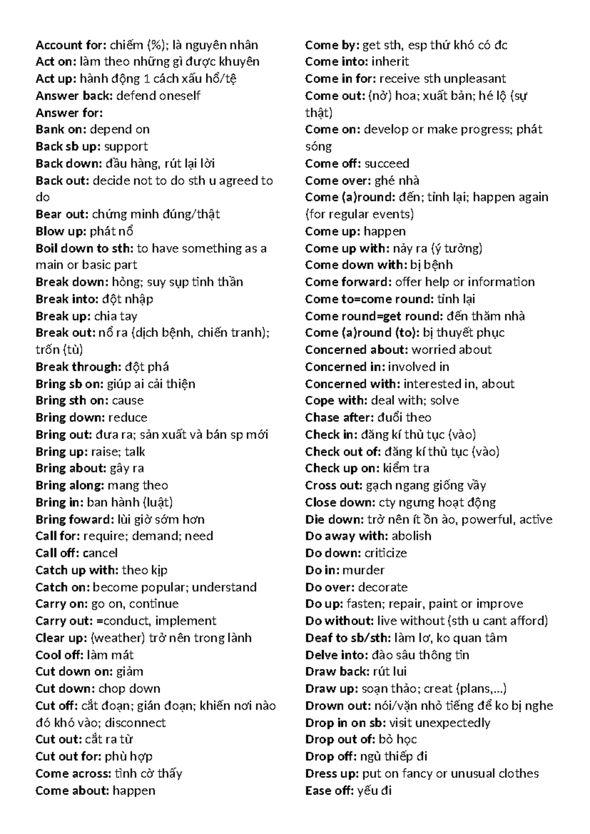 Phrasal Verbs Study Guide: Essential Definitions and Examples - Studocu