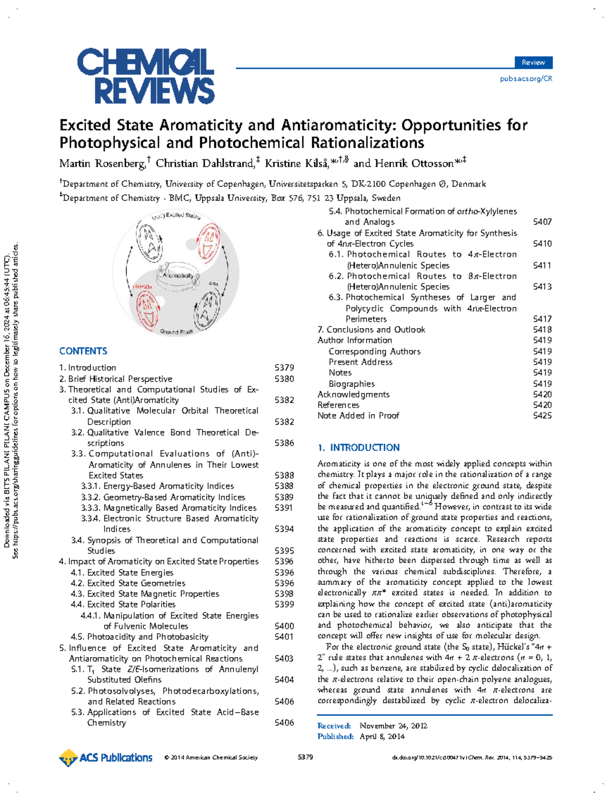 Review of Excited State Aromaticity and Antiaromaticity: Insights for ...