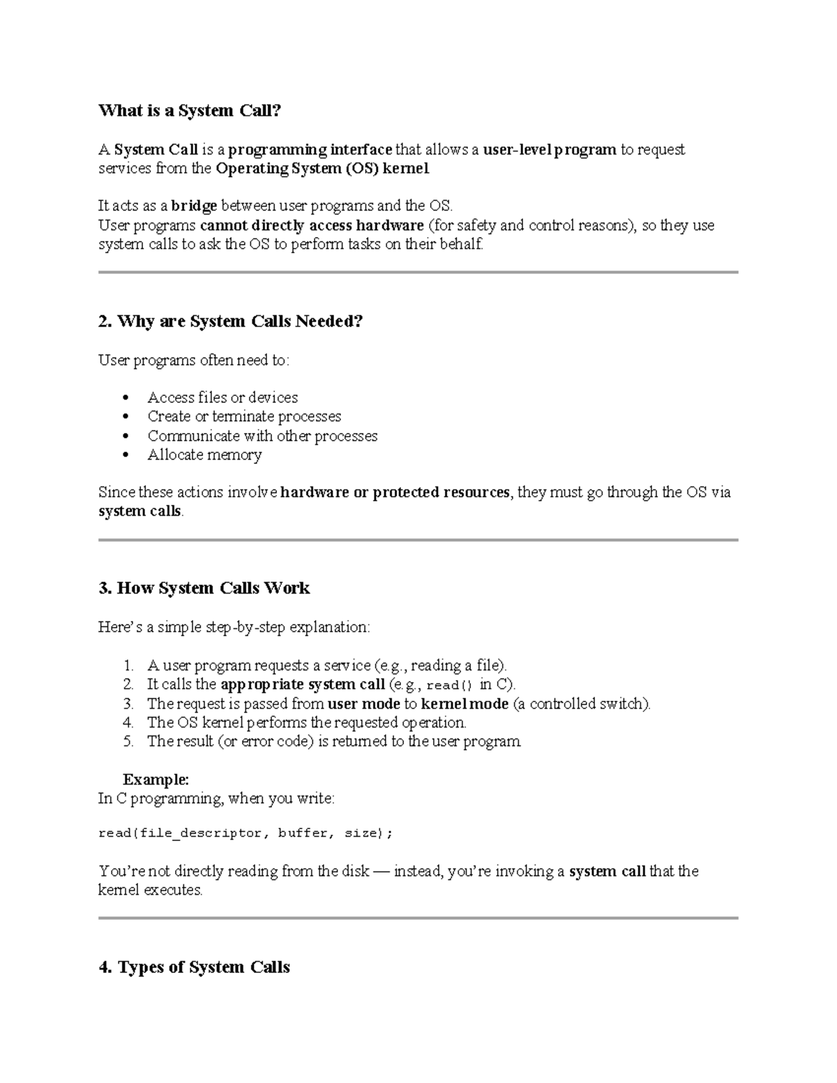 System Calls Explained - CS101 Lecture Notes - Studocu