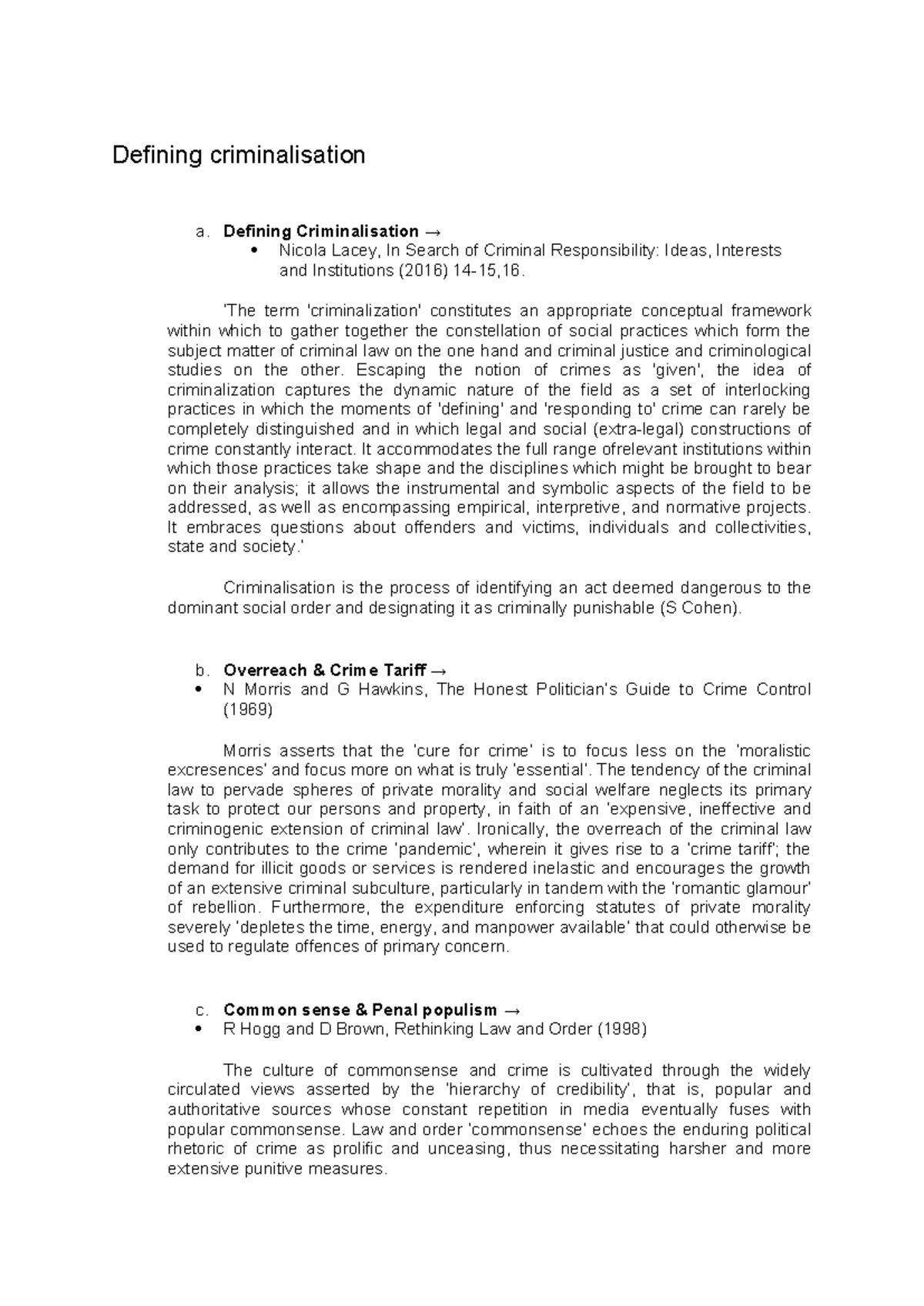 Defining criminalisation summaries - Defining criminalisation a ...