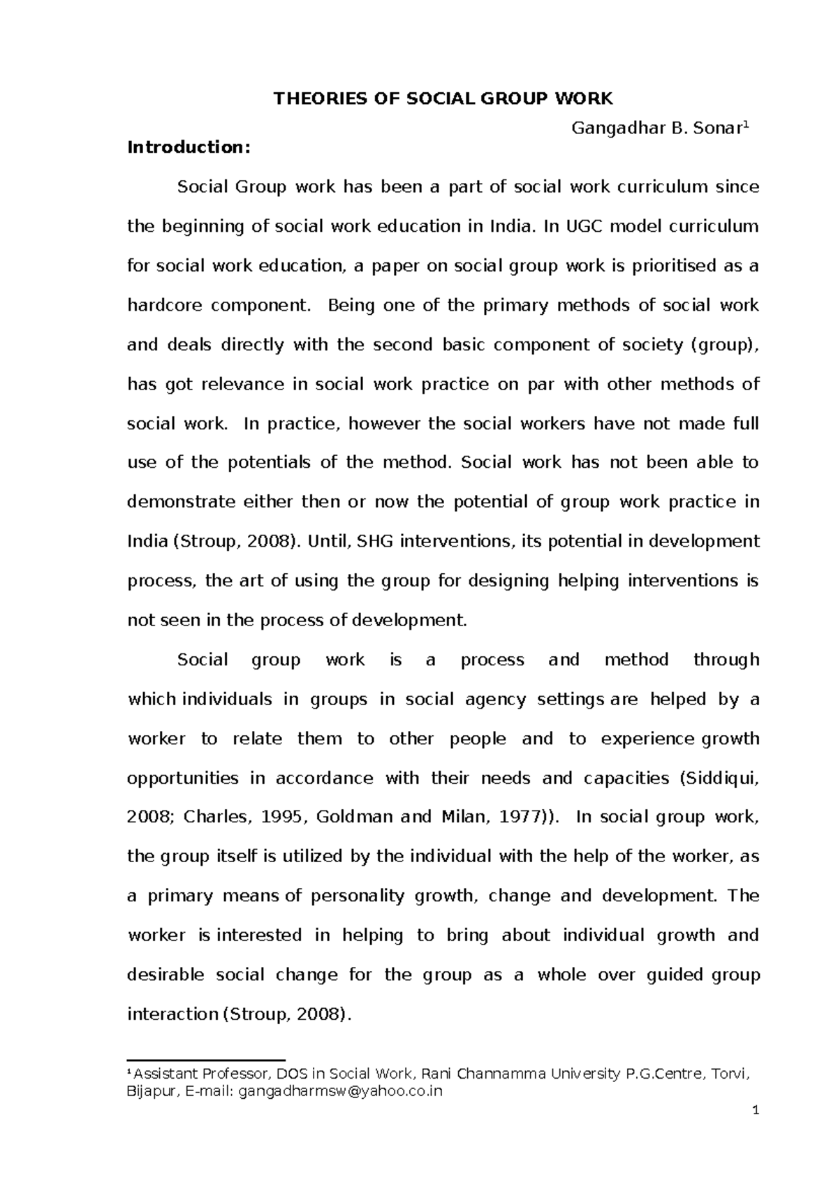 Theories of Social Group Work: Insights and Perspectives in SW101 - Studocu
