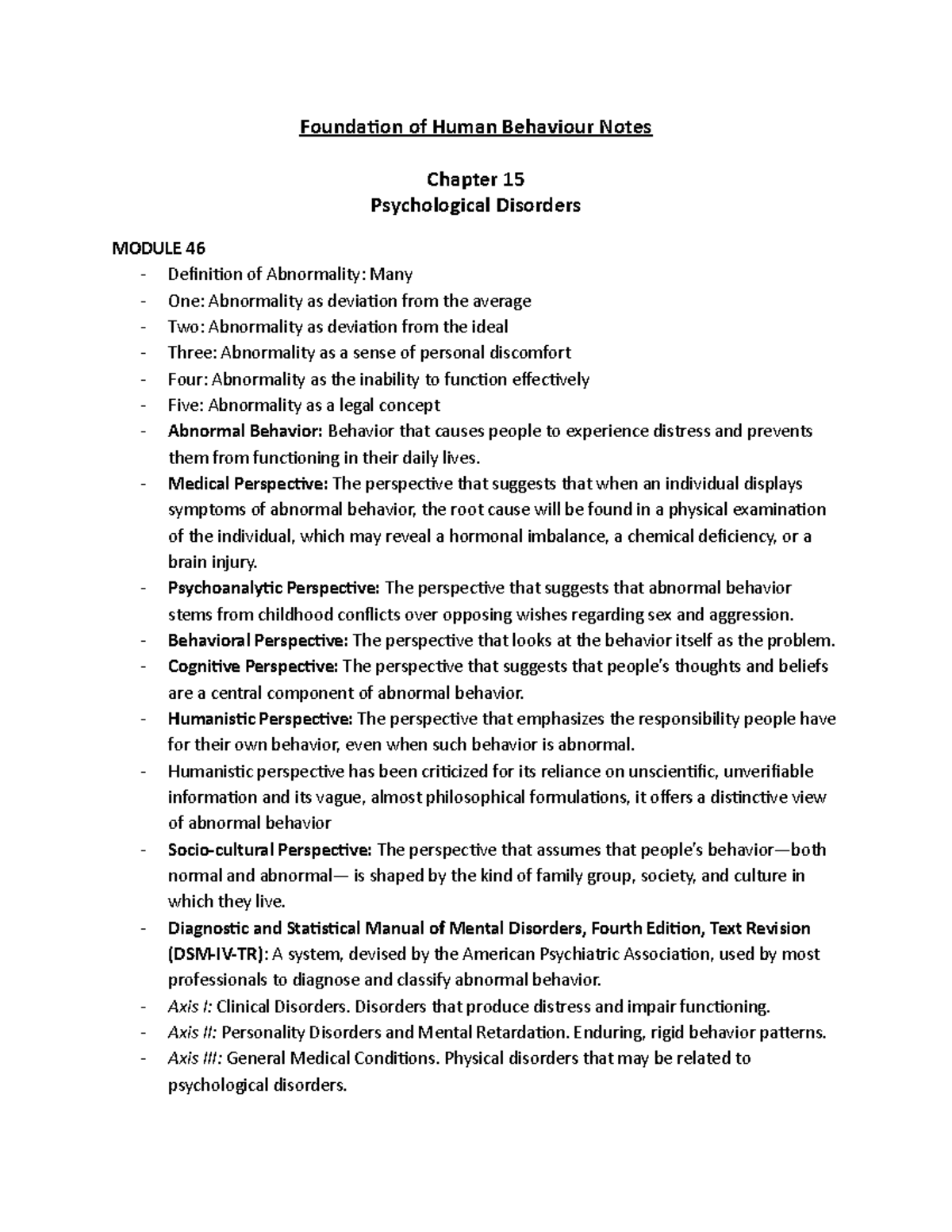 Foundation of Human Behaviour Notes - Foundation of Human Behaviour ...