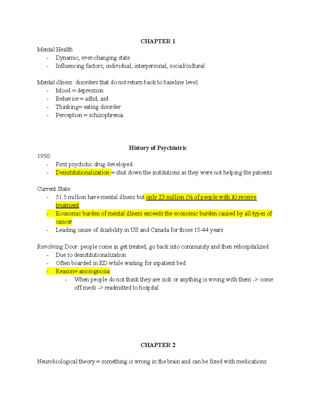 Psych 101 - Lecture Notes on Mental Health and Disorders Overview - Studocu