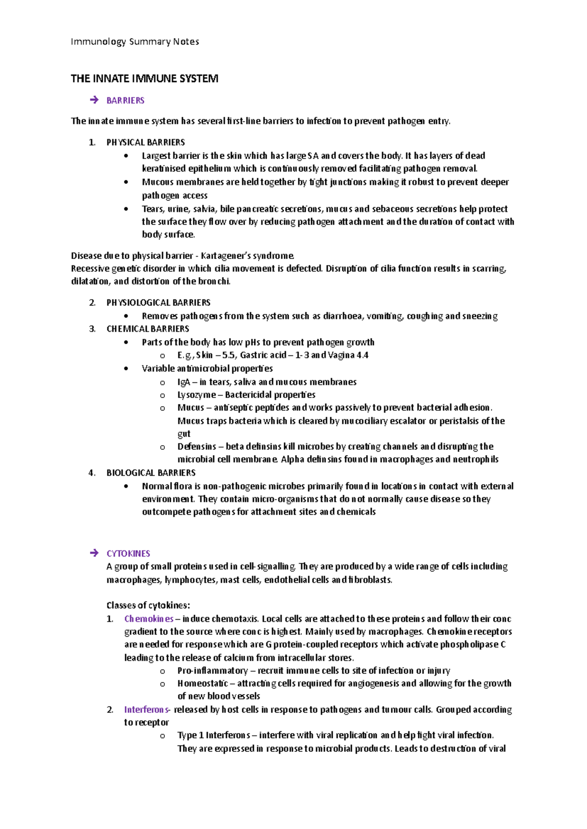 Immunology Summary: Innate Immune System Overview and Key Concepts ...