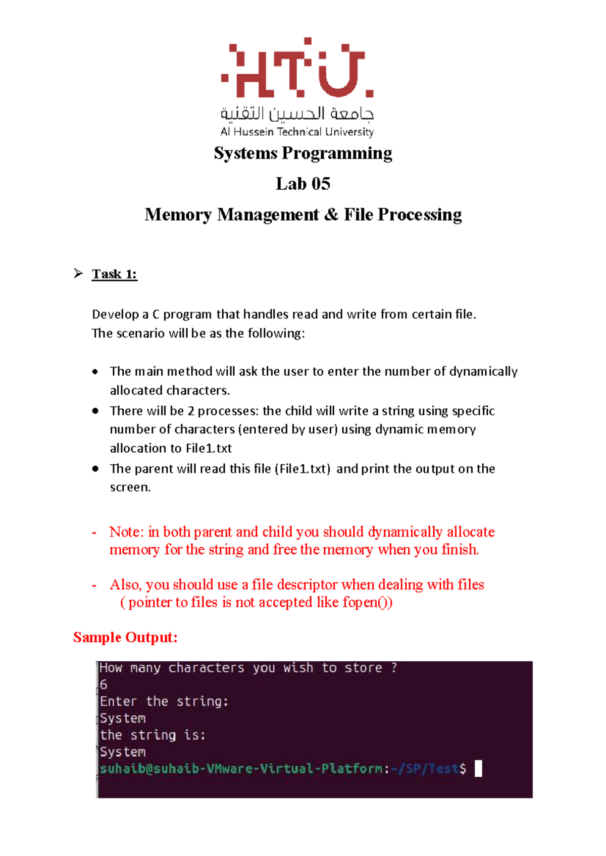 Lab 05 - C Programming for Memory Management & File Processing - Studocu