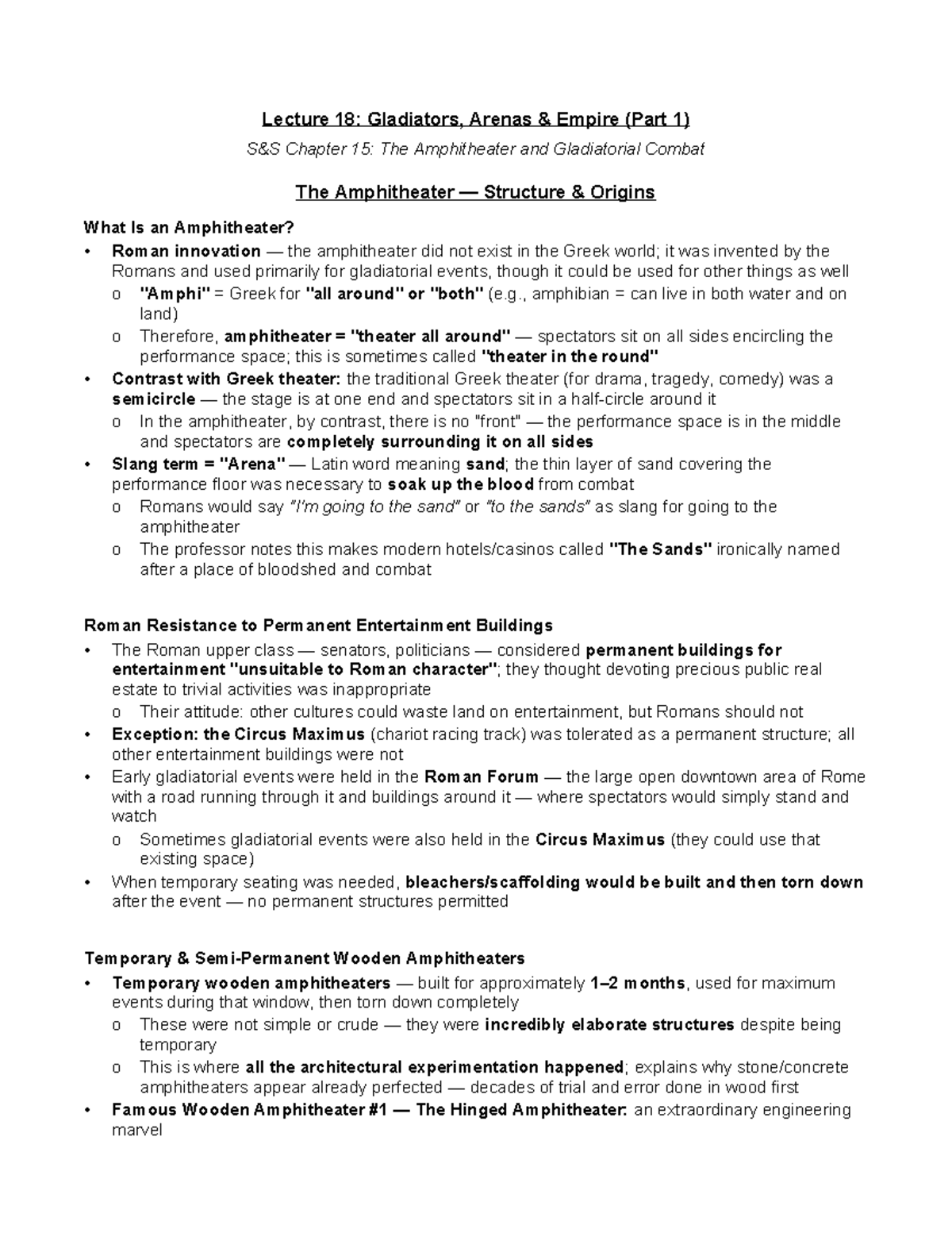 Lecture 18: Gladiators Exam Notes - Amphitheater Insights - Studocu