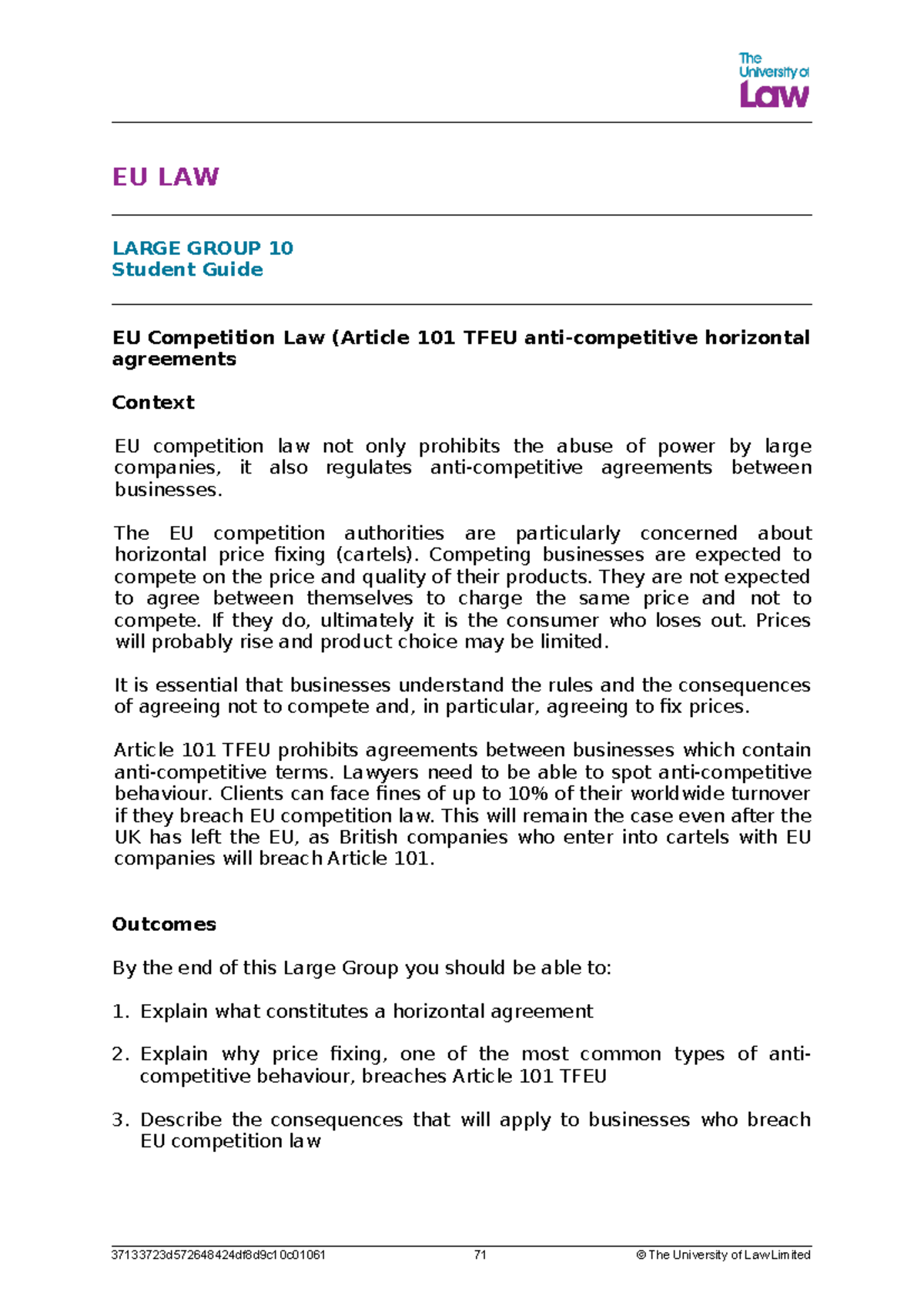 Large Group 9 - Lecture Notes - EU LAW LARGE GROUP 10 Student Guide EU ...