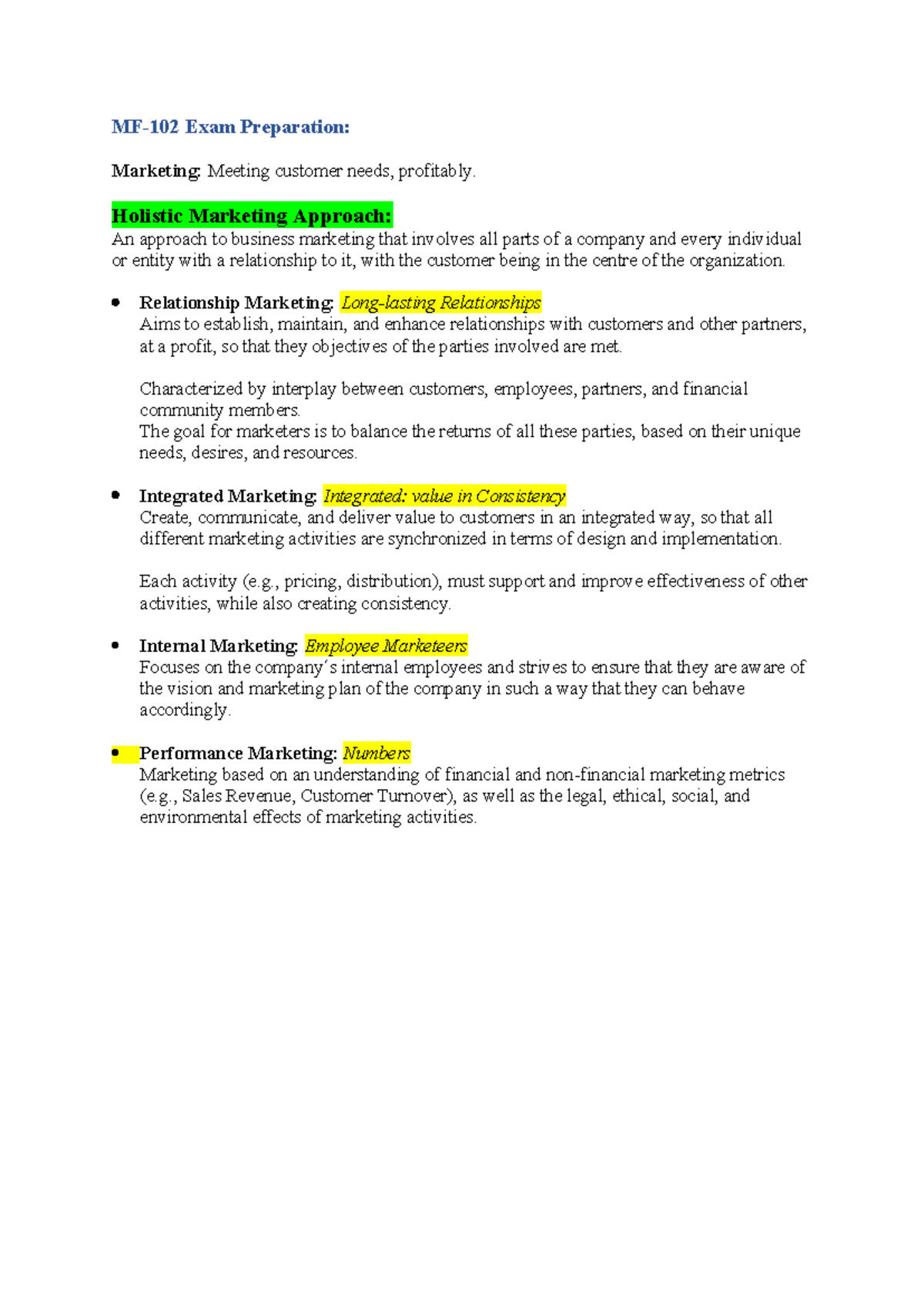 MF-102 Exam Prep: Holistic Marketing Strategies and Consumer Behavior ...